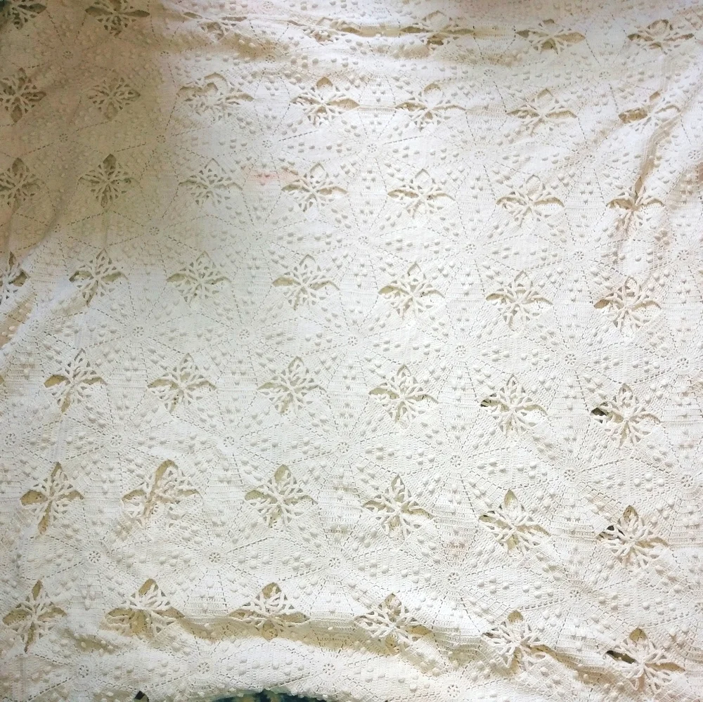 Crocheted Doilie Duvet Afghan Queen Size Blanket T